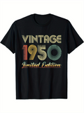 Men's T-Shirt Vintage 1950 Limited Edition Retro Gradient Letter Print T Shirt
