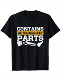 Men's T-Shirt Contains Aftermarket Parts With Tools Highlighted By Yellow Block Letters Parts