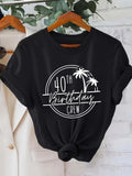 Women's T-Shirt 40th Birthday Crew Tropical Palm Trees With Sun Graphic T Shirt