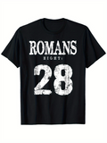 Men's T-Shirt Romans Eight Twenty Eight Large Textured Numbers On Classic Black Shirt