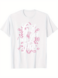 Men's T-Shirt Cute Pink Floral Artistic Script With Seashells And Delicate Leaves T Shirt