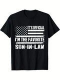 Men's T-Shirt Its Official Im The Favorite Son In Law Worn Distressed American Flag Shirt