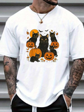 Men's T-Shirt Playful Autumn Scenery With Pumpkins And Multiple Black Cats