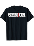 Men's T-Shirt Distressed White Bold Lettering With Red Accent Senior