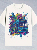 Men's T-Shirt Vibrant City Energy With Splashes Of Color And Graffiti Art Bus