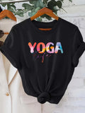 Women's T-Shirt Yoga Life With Vibrant Sunset Colors And Artistic Letter Design