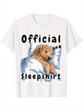 Men's T-Shirt Official Sleep Shirt Fluffy Dog Lying Cozy Among Soft Pillows