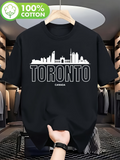 Men's T-Shirt Toronto Canada Modern City Skyline At Night T Shirt