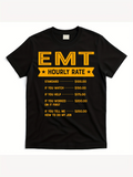 Men's T-Shirt EMT Hourly Rate List With Bold Yellow Lettering Emergency Theme