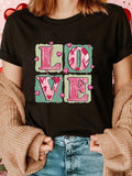 Women's T-Shirt Love With Vibrant Colorful Artistic Hand Drawn Letters