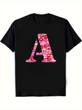 Men's T-Shirt Vivid Pink Kiss Print Pattern Bold Letter A