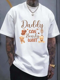Men's T-Shirt Daddy Can Bearly Wait Playful Brown Teddy Bears Under Balloons