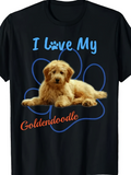 Men's T-Shirt I Love My Fluffy Pup With Blue Paw Outline Goldendoodle