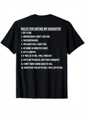 Men's T-Shirt Rules For Dating My Daughter Ten Strict Parental Rules Bold Statement Lettering T Shirt