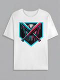 Men's T-Shirt Neon Dripping Shield With Vibrant Baseball Bats And Home Plate Baseball