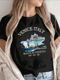 Women's T-Shirt Venice Italy Gondola Across Blue Canal With Historic Cityscape