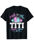 Men's T-Shirt Pink Or Blue Titi Loves You With Playful Hearts And Baby Footprints