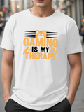 Men's T-Shirt Gaming Is My Therapy Orange Joystick And Lightning Graphic Controller