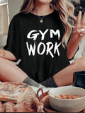Women's T-Shirt Bold White Lettering With Energetic Stroke Font On Black Cotton Short Sleeve T Shirt