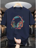 Men's T-Shirt Colorful Paint Splash Design With Vibrant Artistic Headphones