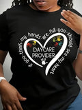 Women's T-Shirt If You Think My Hands Are Full With Colorful Handprints Heart Daycare Provider