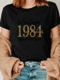 Women's T-Shirt Vintage Glittering Gold Year Pattern 1984 T Shirt