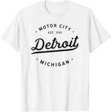 Men's T-Shirt Motor City Est 1701 With Retro Lettering Detroit