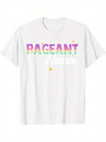 Men's T-Shirt Pageant Mania Pastel Rainbow Letters With Floating Glittering Yellow Stars T Shirt