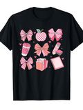 Men's T-Shirt Pink Ribbons With Coffee Book And Apple On Black T Shirt