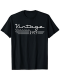 Men's T-Shirt Vintage Classic 1975 Retro Typography With Clean Lined Lettering On Black Shirt