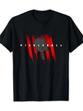 Men's T-Shirt Pickleball Paddle On Red Scratch Graphic With Dark Abstract Design