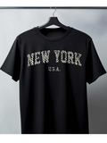 Men's T-Shirt New York USA Bold Leopard Print On Modern Graphic T Shirt