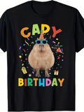 Men's T-Shirt Colorful Confetti With Sunglass Wearing Birthday Capybara