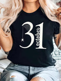 Women's T-Shirt October Thirty One With Hanging Spider And Spooky Web