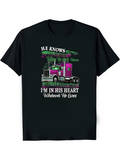 Men's T-Shirt He Knows The Way Back Home Among Purple Lights Big Semi Truck