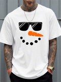 Men's T-Shirt Playful Summer Carrot Nose With Dotted Smile Sunglasses Snowman Face