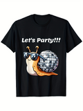 Men's T-Shirt Lets Party Reflected Disco Ball With Sunglasses On Cheerful Snail