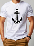 Men's T-Shirt Nautical Rope Anchored Under Gentle Sunlight Maritime Anchor
