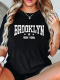 Women's T-Shirt Brooklyn New York With Bold Block Lettering Among Shining White Stars T Shirt