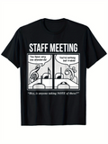 Men's T-Shirt Staff Meeting With Comic Musical Notes And Playful Sheet Music