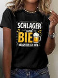 Women's T-Shirt Retro Music Night With Beer Mug And Playful Notes Beer