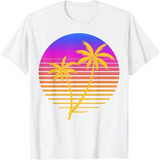Men's T-Shirt Evening Sky Gradient With Golden Palm Trees In Sunset Landscape