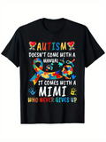 Men's T-Shirt Colorful Puzzle Ribbon Pattern With Motivational Text Dedicated To Support Autism