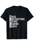 Men's T-Shirt Basic Instructions Before Leaving Earth Text On Black T Shirt