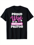 Men's T-Shirt Proud Wife Of An Awesome Pastor Bold Lettering With Heart Accent Design