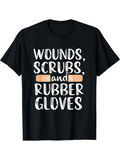 Men's T-Shirt Wounds Scrubs And Rubber Gloves With Bandage Illustration On Black Tee