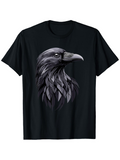 Men's T-Shirt Dark Feather Majestic Bird With Intense Gaze And Glossy Raven