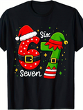 Men's T-Shirt Six Seven Festive Holiday Dots And Stripes Numbers Design