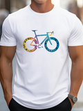 Men's T-Shirt Colorful Geometric Pattern With Contrasting Wheels Artistic Bicycle