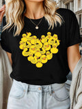 Women's T-Shirt Cluster Of Happy Cartoon Yellow Rubber Ducks Heart Shape